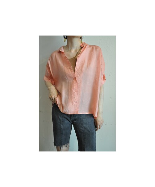 hippiness（ヒッピネス）の「キュプラタックスリーブブラウス（シャツ/ブラウス・レディース・レッド/ベージュ/ホワイト/ピンク/ブルー/グレー・one）」の6枚目の写真