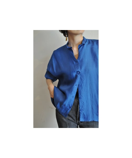 hippiness（ヒッピネス）の「キュプラタックスリーブブラウス（シャツ/ブラウス・レディース・レッド/ベージュ/ホワイト/ピンク/ブルー/グレー・one）」の5枚目の写真