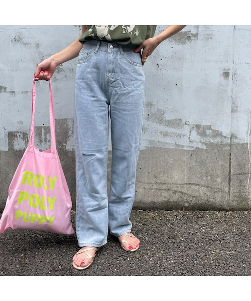 copine(コピン)の「ハイウエストダメージデニムパンツ(デニムパンツ・レディース・サックス・S)」の1枚目の写真