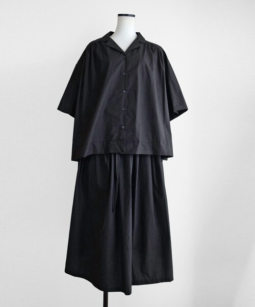 Marient（マリエント）の「コットンシャツセットアップ（ワンピース・レディース・ホワイト/ブラック・FREE）」の2枚目の写真