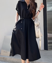 DHOLIC | ウエストストリングハーフジップワンピース(ワンピース)