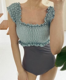 DHOLIC | シャーリングコントラスト水着(水着)