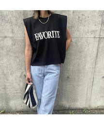 copine | FAVORITEロゴカットソー(ブラック)(タンクトップ)
