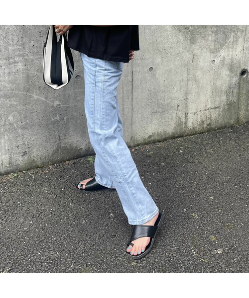 copine(コピン)の「ハイウエストサイドラインストレートデニム(サックス)(デニムパンツ・レディース・サックス・S)」の1枚目の写真