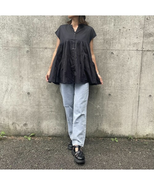 copine(コピン)の「フレンチスリーブティアードブラウス(ブラック)(シャツ/ブラウス・レディース・ブラック・M)」の1枚目の写真