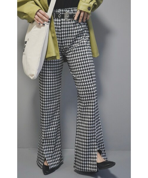 A.D.G（エーディージー）の「Houndstooth Slit Flare Pants（その他パンツ・レディース・ブラック・FREE）」の2枚目の写真