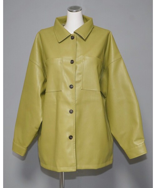 A.D.G（エーディージー）の「Eco Leather CPO Jacket (light green)（ミリタリージャケット・レディース・グリーン・FREE）」の3枚目の写真