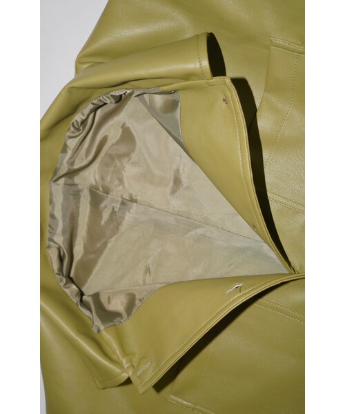 A.D.G（エーディージー）の「Eco Leather CPO Jacket (light green)（ミリタリージャケット・レディース・グリーン・FREE）」の6枚目の写真