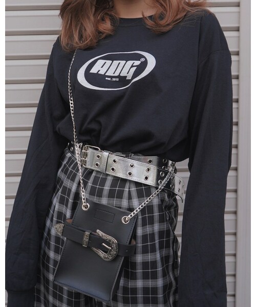 A.D.G（エーディージー）の「ADG OVAL LOGO BIG L/S TEE (black-silver logo)（Tシャツ/カットソー・レディース・ブラック・FREE）」の4枚目の写真