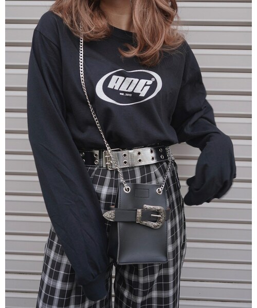 A.D.G（エーディージー）の「ADG OVAL LOGO BIG L/S TEE (black-silver logo)（Tシャツ/カットソー・レディース・ブラック・FREE）」の6枚目の写真