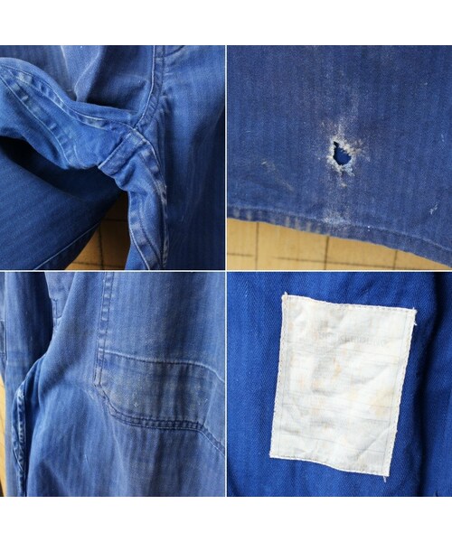 60s 70s ドイツ ヘリンボーン コットン ツイル ワーク オーバーオール