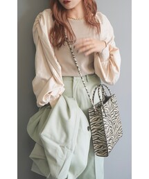 A.D.G | Balloon Sleeve Rib Tops (Light Beige)(その他トップス)