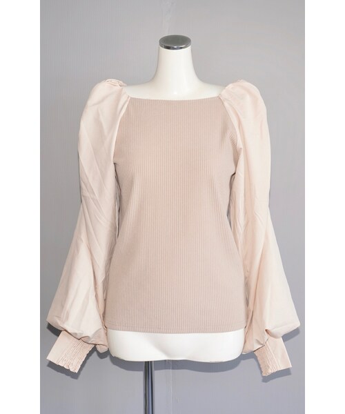 A.D.G（エーディージー）の「Balloon Sleeve Rib Tops (Light Beige)（その他トップス・レディース・ベージュ・FREE）」の5枚目の写真