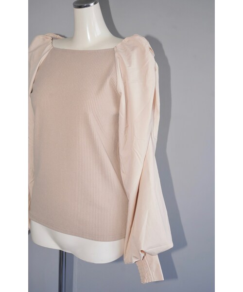 A.D.G（エーディージー）の「Balloon Sleeve Rib Tops (Light Beige)（その他トップス・レディース・ベージュ・FREE）」の6枚目の写真