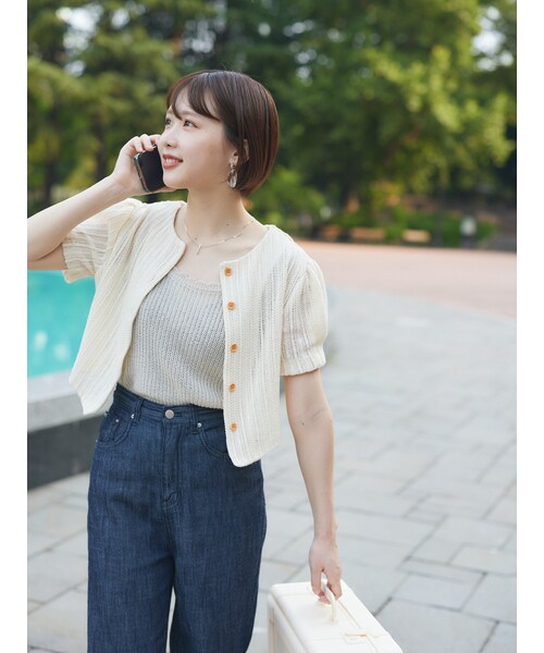 neam(ニーム)の「GIRLY PUFF TOPS(カーディガン/ボレロ・レディース・ブルー/ホワイト・free)」の2枚目の写真