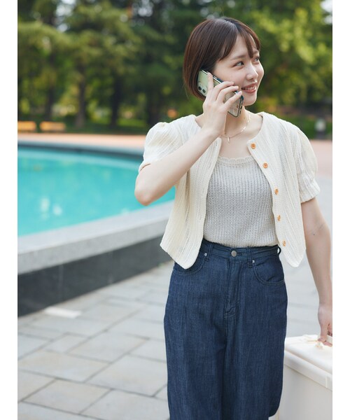 neam(ニーム)の「GIRLY PUFF TOPS(カーディガン/ボレロ・レディース・ブルー/ホワイト・free)」の5枚目の写真