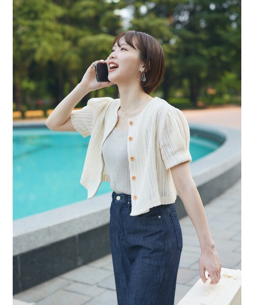 neam(ニーム)の「GIRLY PUFF TOPS(カーディガン/ボレロ・レディース・ブルー/ホワイト・free)」の8枚目の写真