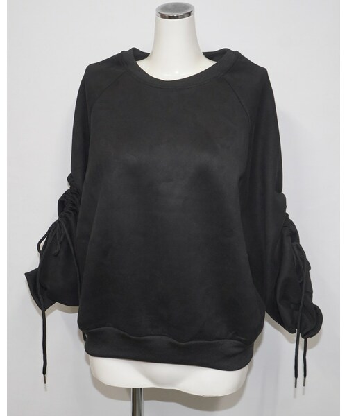 A.D.G（エーディージー）の「Ribbon Strings Sleeve Big Sweat PO (black)（Tシャツ/カットソー・レディース・ブラック・FREE）」の4枚目の写真