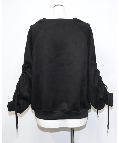 A.D.G（エーディージー）の「Ribbon Strings Sleeve Big Sweat PO (black)（Tシャツ/カットソー・レディース・ブラック・FREE）」の6枚目の写真