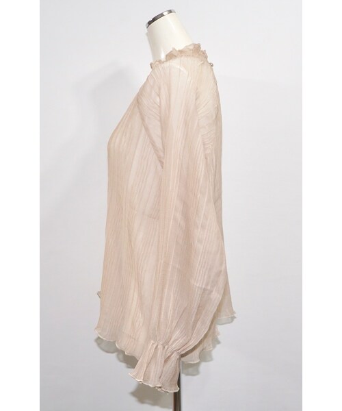 A.D.G（エーディージー）の「Balloon Sleeve Crinkle Sheer Tops (light beige)（シャツ/ブラウス・レディース・ベージュ・FREE）」の6枚目の写真
