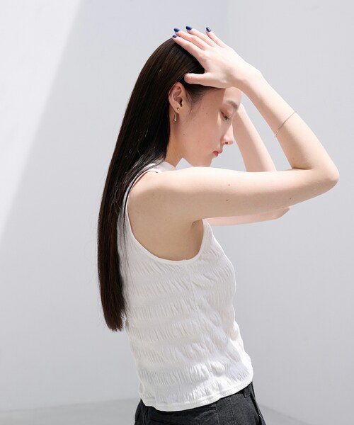 SIWEM（シウム）の「RUCHED SLEEVELESS TOPS（Tシャツ/カットソー・レディース・ホワイト・F）」の3枚目の写真