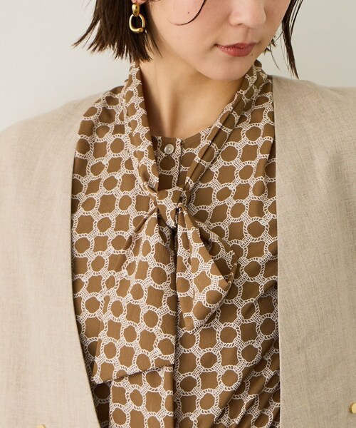 ROPE'（ロペ）の「ship's rope' オリジナルプリントプリーツタイワンピース（シャツワンピース・レディース・キャメル/ネイビー・36/38）」の14枚目の写真