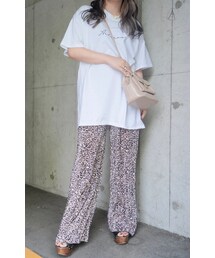 A.D.G | Leopard Shiny Pleats Wide Pants (beige)(その他パンツ)