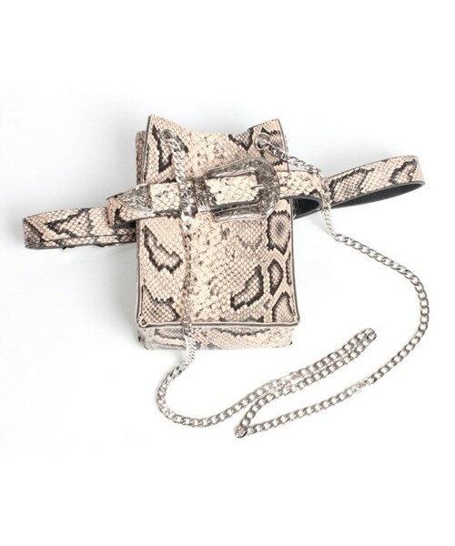 A.D.G（エーディージー）の「Silver Chain&Belted Python 2WAY Bag (shoulder&Waist bag