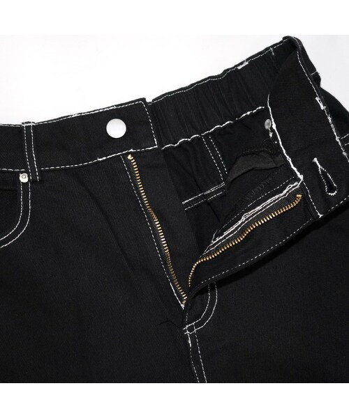 A.D.G（エーディージー）の「Back Pocket Design White Stitch Black Wide Pants（デニムパンツ・レディース・ブラック・FREE）」の6枚目の写真