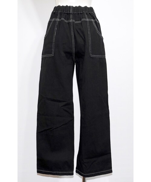 A.D.G（エーディージー）の「Back Pocket Design White Stitch Black Wide Pants（デニムパンツ・レディース・ブラック・FREE）」の7枚目の写真