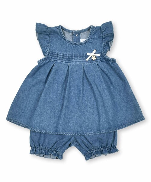 SLAP SLIP BABY（スラップスリップベビー）の「花柄デニムタックチュニック+ブルマセットアップベビー(70~80cm)（その他ベビーウェア・キッズ・ホワイト/ブルー・ワンサイズ）」の2枚目の写真