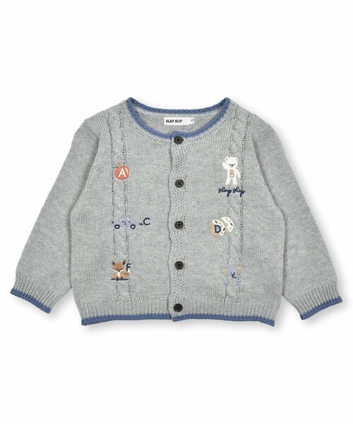 SLAP SLIP BABY（スラップスリップベビー）の「アニマルアルファベットモチーフ刺しゅうニットカーディガンベビー(70~80cm)（その他ベビーウェア・キッズ・ホワイト/グレー・ワンサイズ）」の2枚目の写真