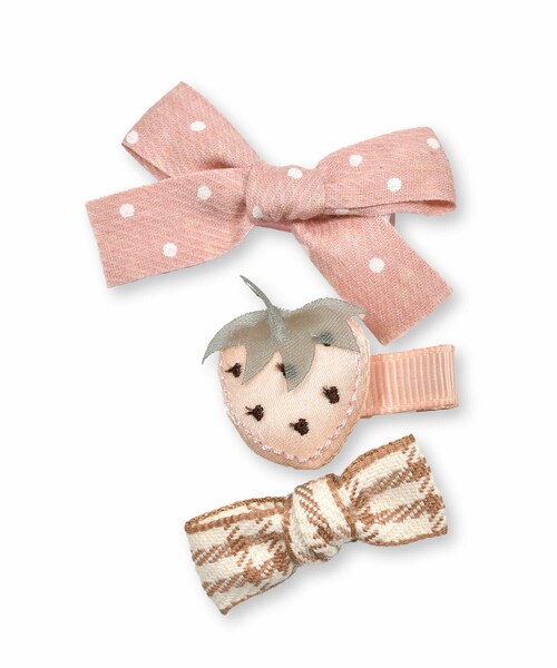 SLAP SLIP BABY（スラップスリップベビー）の「リボンフラワーヘアクリップ3点セットベビー（その他ベビー用品・キッズ・ピンク/その他/ホワイト/ブラウン・ワンサイズ）」の3枚目の写真