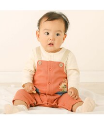 SLAP SLIP BABY | デニムポケット恐竜刺しゅうサロペットレイヤード風ロンパースベビー(60~80cm)(ロンパース)