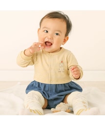 SLAP SLIP BABY | アニマルプリントボーダー柄ドッキングボディミニベビー(70~80cm)(ロンパース)