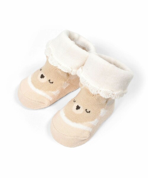 SLAP SLIP BABY（スラップスリップベビー）の「アニマルクマウサギライオンフェイスカップソックスベビー(9~12cm)（ベビーシューズ/ベビーソックス・キッズ・ピンク/イエロー/ベージュ・ワンサイズ）」の2枚目の写真