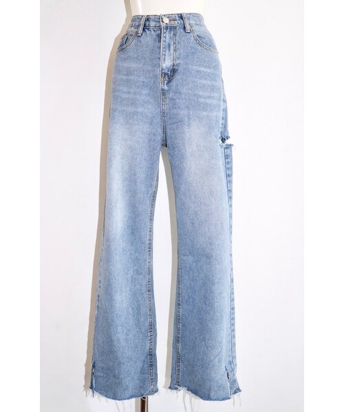 A.D.G（エーディージー）の「Point Cut High-waist Denim Pants (light blue)（デニムパンツ・レディース・ブルー・FREE）」の10枚目の写真