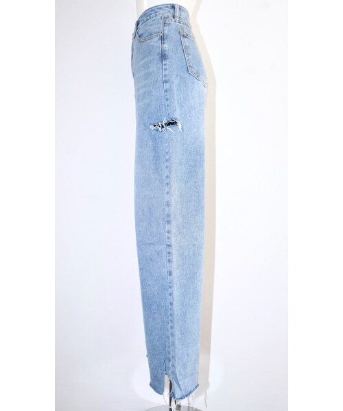 A.D.G（エーディージー）の「Point Cut High-waist Denim Pants (light blue)（デニムパンツ・レディース・ブルー・FREE）」の12枚目の写真