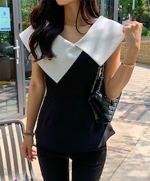 DHOLIC（ディーホリック）の「ビッグカラーノースリーブブラウス（シャツ/ブラウス）」