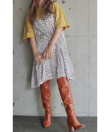 A.D.G | Oversized Roll-up Sleeve TEE (mustard yellow)(Tシャツ/カットソー)