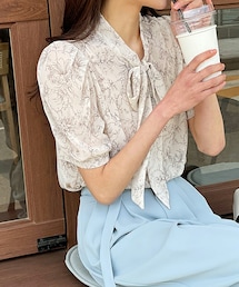 DHOLIC | リボンシフォン花柄ブラウス(シャツ/ブラウス)