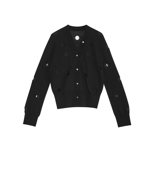 JNBY(ジェーエヌビーワイ)の「Polk-dot Cut-out Cotton-blend Cardigan(カーディガン/ボレロ・レディース・ブラック/グリーン・36/38/40)」の1枚目の写真