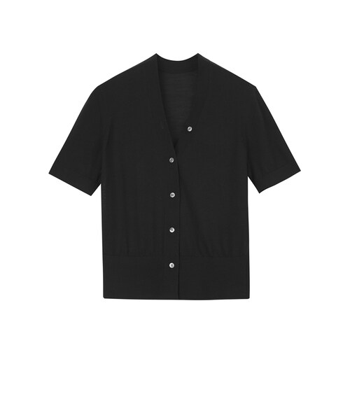 Classic V-neck Short-sleeved Wool-blend Cardigan