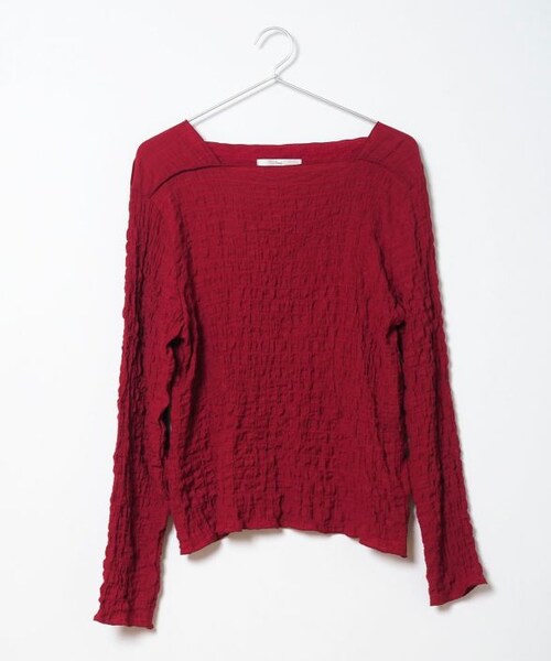 Crisp（クリスプ）の「シャーリングメロウトップス[c1R3301]（Tシャツ/カットソー・レディース・ベージュ/ブラック/レッド・FREE）」の6枚目の写真