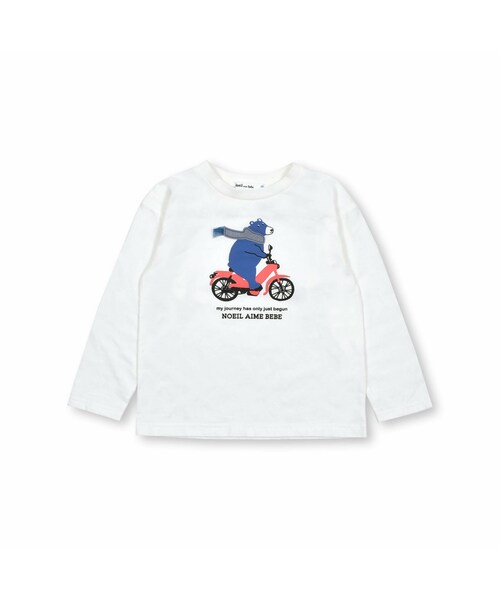 Noeil aime BeBe(ノイユエイムベベ)の「クマさん&自転車発泡プリントTシャツ(80~130cm)(Tシャツ/カットソー・キッズ・ホワイト/イエロー・110)」の1枚目の写真