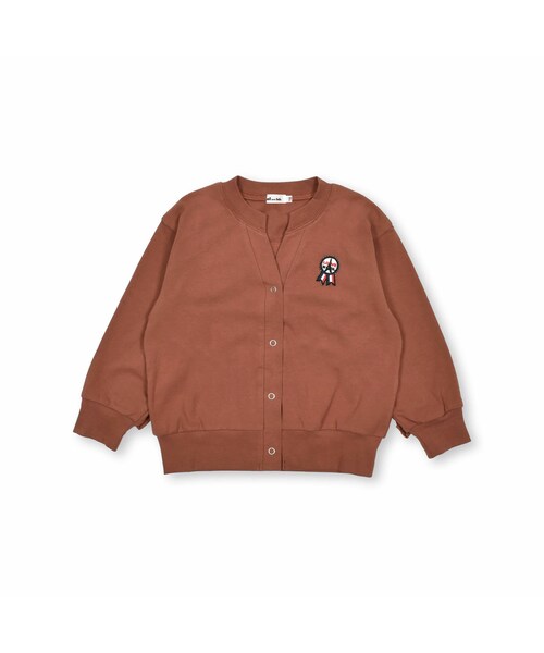 Noeil aime BeBe(ノイユエイムベベ)の「袖フリルカーディガン(90~130cm)(カーディガン/ボレロ・キッズ・ブラウン/ホワイト・110)」の1枚目の写真