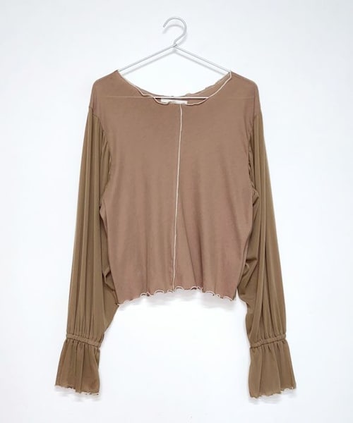 Crisp（クリスプ）の「シアースリーブメロウTシャツ[c1R3385]（Tシャツ/カットソー・レディース・ベージュ/ブラウン・FREE）」の3枚目の写真