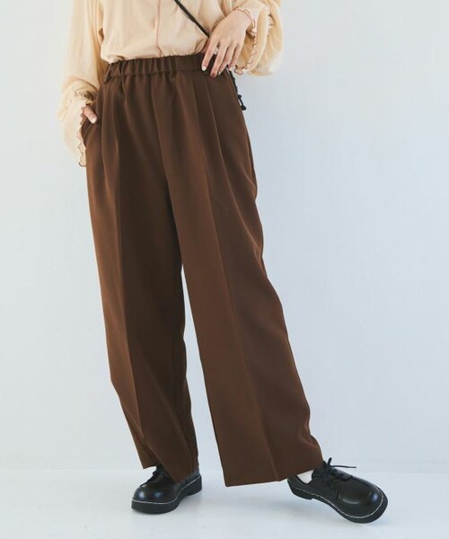 Crisp（クリスプ）の「アンクルストレートパンツ[c2R3381]（スラックス・レディース・ブラック/ブラウン・FREE）」の2枚目の写真