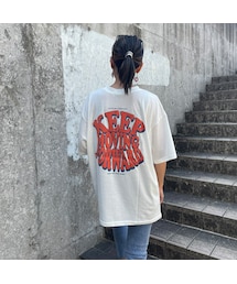 copine | 発砲プリントビッグTシャツ（ホワイト）(Tシャツ/カットソー)