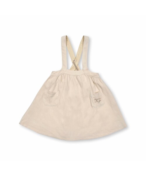 Noeil aime BeBe(ノイユエイムベベ)の「ニットデニムジャンパースカート(80~130cm)(ジャンパースカート・キッズ・ベージュ/ブラウン・110)」の1枚目の写真